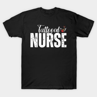 Tattooed Nurse With Small Red & Black Swallow T-Shirt